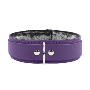 Luxury Chinchilla Fur Leather Bondage Collar 1.5" | Atlas Collection