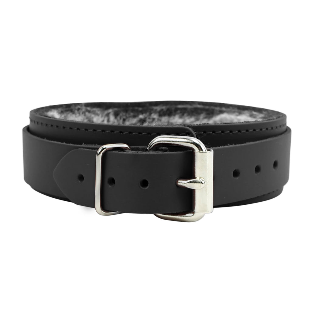 Atlas V O-ring Leather Collar with Soft Chinchilla Fur