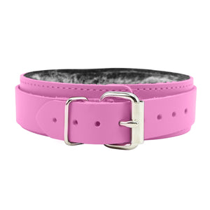 BDSM Collar with O-ring and Plush Chinchilla Fur Lining | 1.5in Wide | Atlas Collection