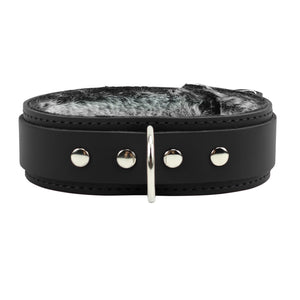 Luxury Chinchilla Fur Leather Bondage Collar 1.5" | Atlas Collection