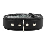 Luxury Chinchilla Fur Leather Bondage Collar 1.5" | Atlas Collection
