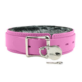BDSM Collar with O-ring and Plush Chinchilla Fur Lining | 1.5in Wide | Atlas Collection