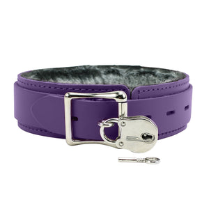 Luxury Chinchilla Fur Leather Bondage Collar 1.5" | Atlas Collection