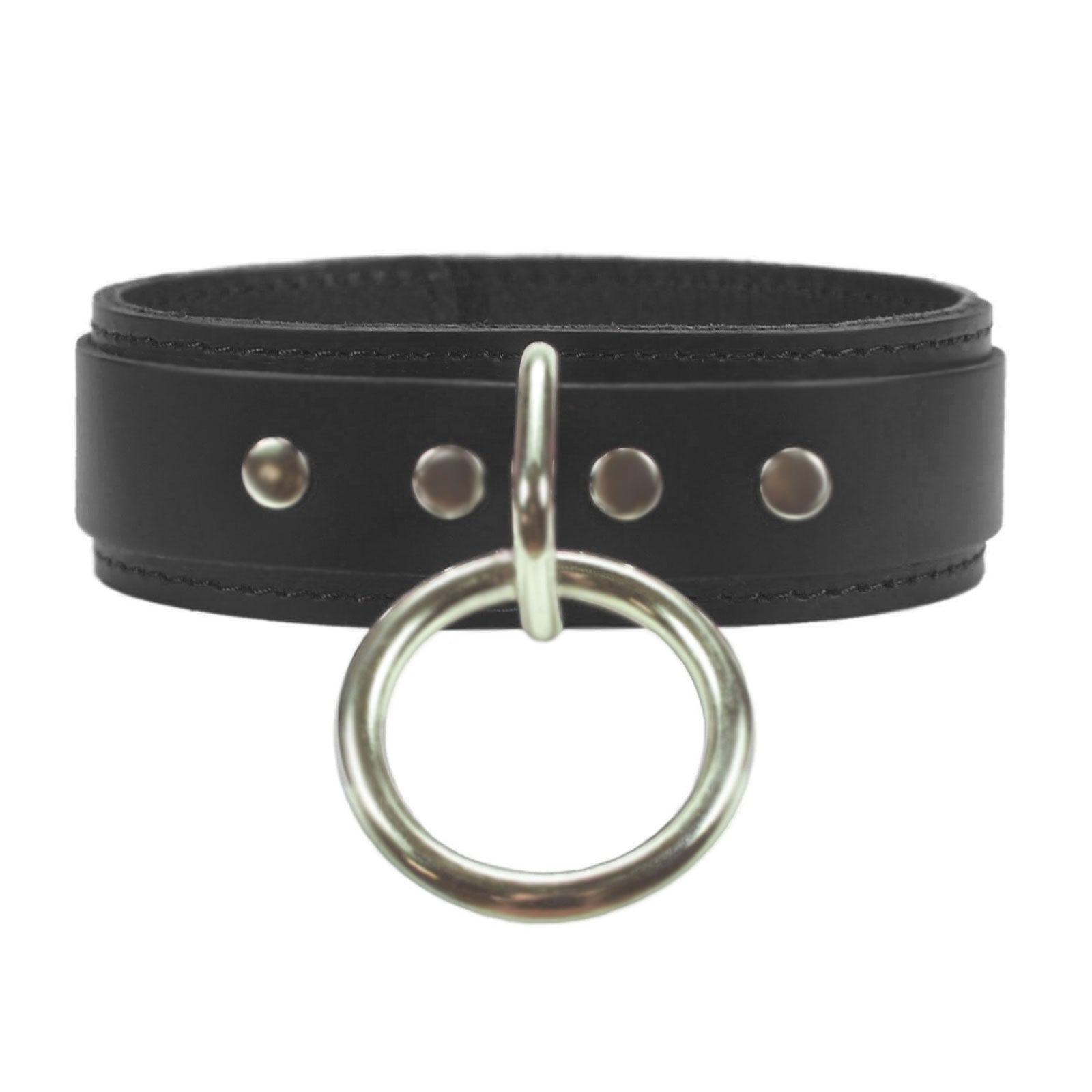 BDSM Collar with O-ring and Plush Chinchilla Fur Lining | 1.5in Wide | Atlas Collection
