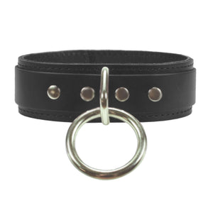 BDSM Collar with O-ring and Plush Chinchilla Fur Lining | 1.5in Wide | Atlas Collection
