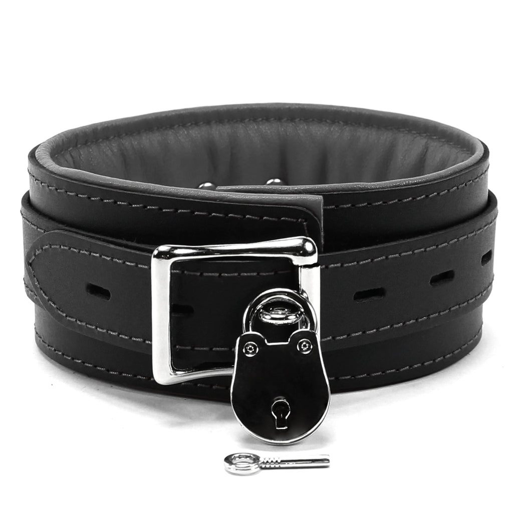 Premium Full Grain Leather BDSM Collar and Leash - Soft Padded Restraint Set | Madison Collection