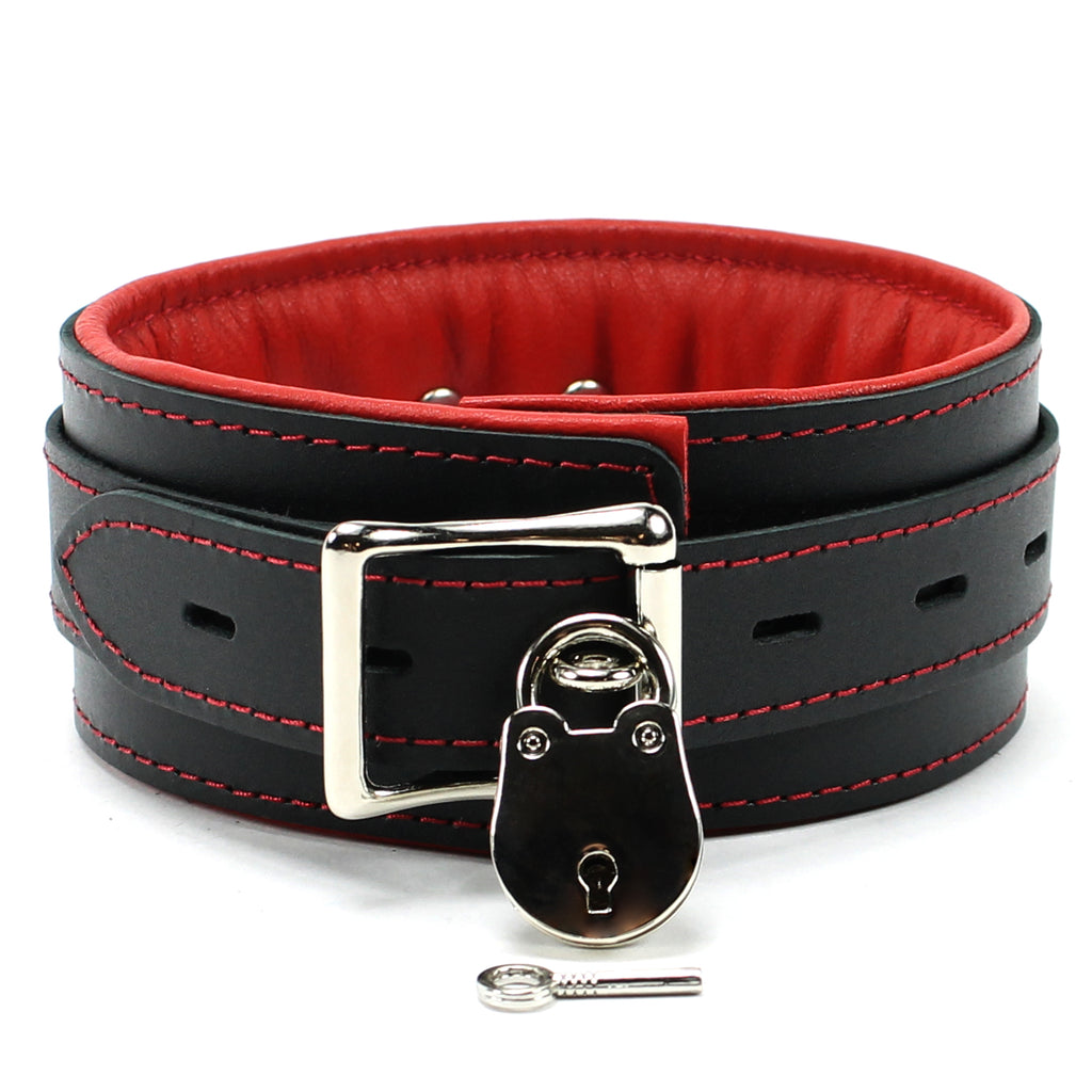 Premium Full Grain Leather BDSM Collar and Leash - Soft Padded Restraint Set | Madison Collection