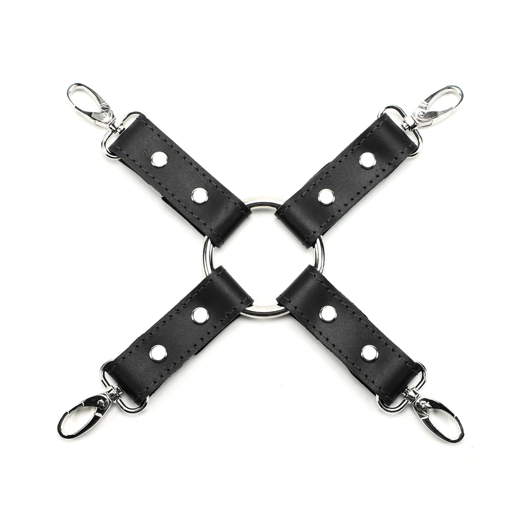 4-Way Latigo Leather BDSM Hogtie Restraint Set - Bondage Cuffs and Toys for Masterful Play | Madison Collection