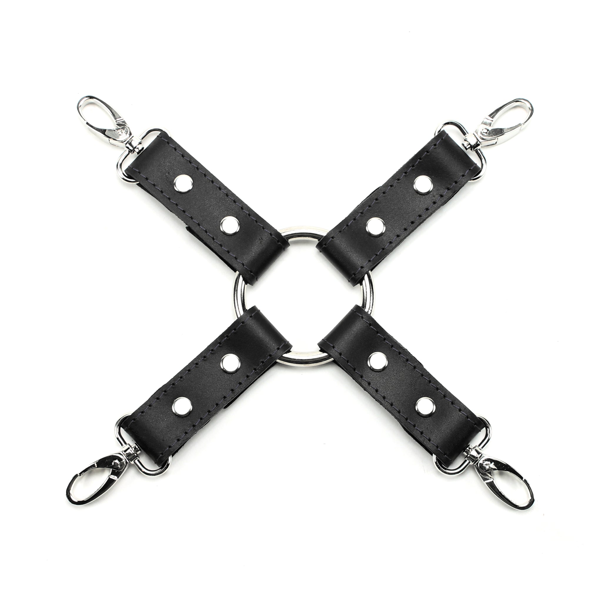 4-Way Latigo Leather BDSM Hogtie Restraint Set - Bondage Cuffs and Toys for Masterful Play | Madison Collection
