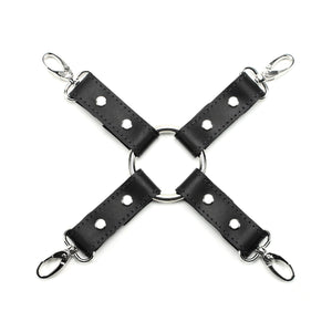 4-Way Latigo Leather BDSM Hogtie Restraint Set - Bondage Cuffs and Toys for Masterful Play | Madison Collection