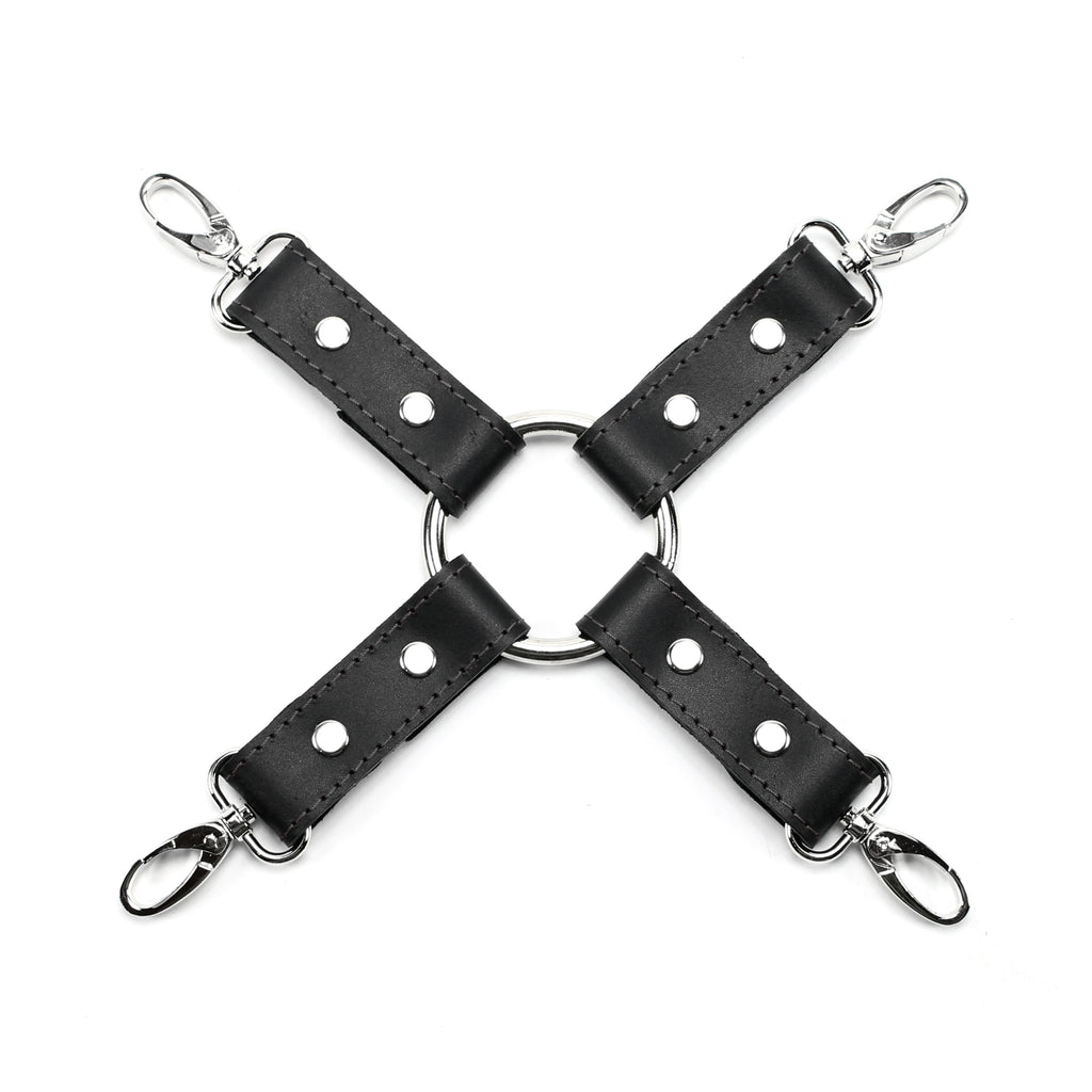 4-Way Latigo Leather BDSM Hogtie Restraint Set - Bondage Cuffs and Toys for Masterful Play | Madison Collection