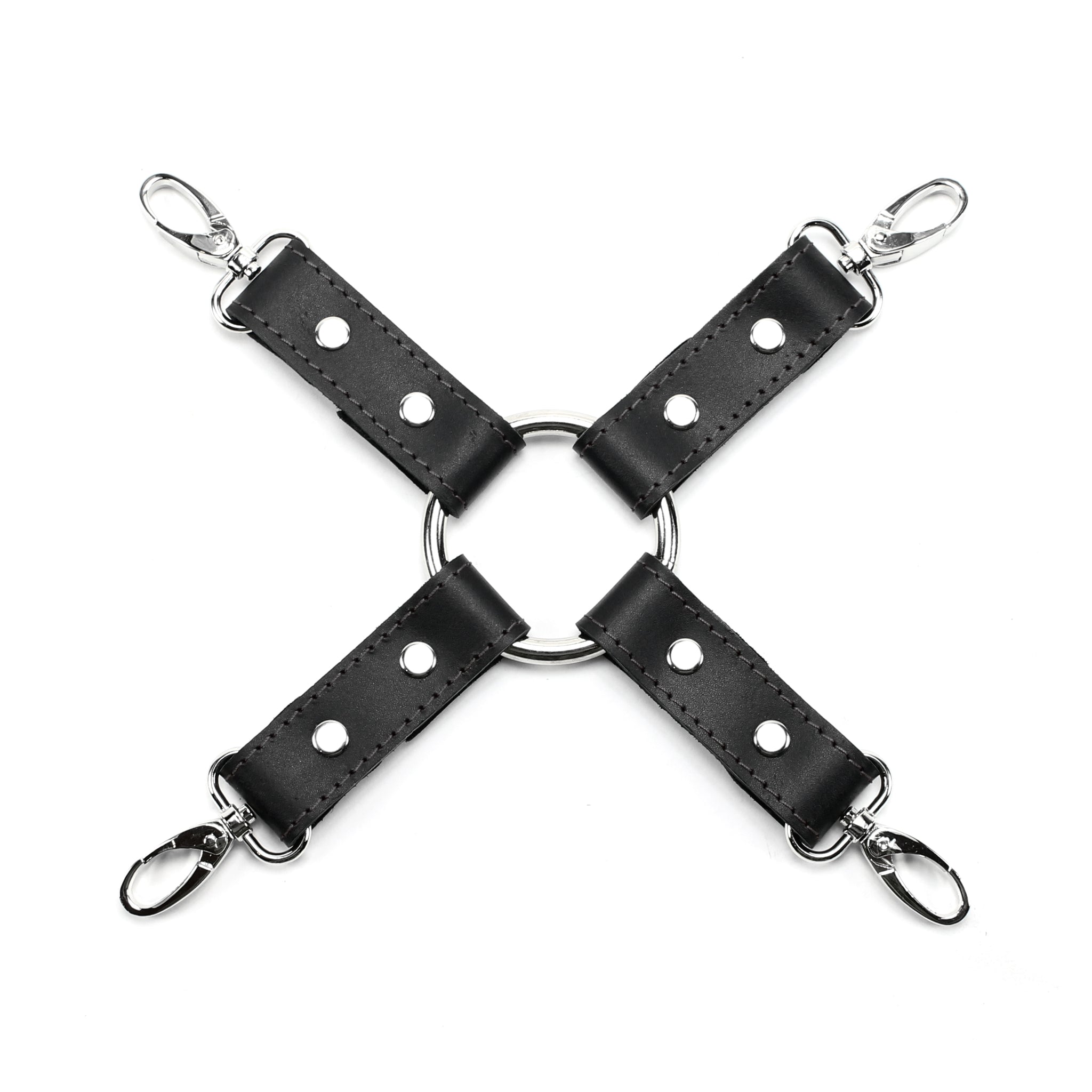 4-Way Latigo Leather BDSM Hogtie Restraint Set - Bondage Cuffs and Toys for Masterful Play | Madison Collection