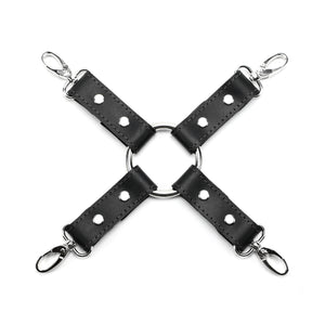 4-Way Latigo Leather BDSM Hogtie Restraint Set - Bondage Cuffs and Toys for Masterful Play | Madison Collection