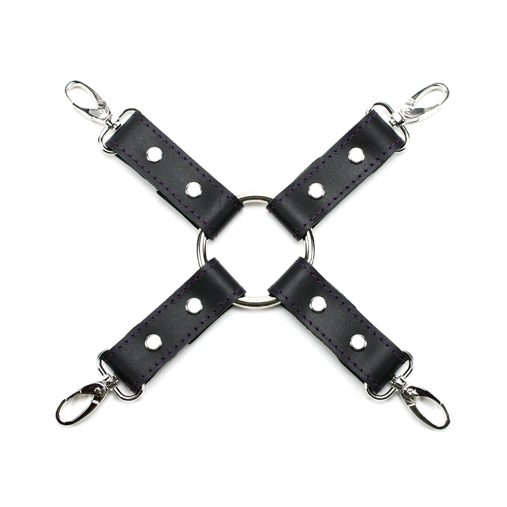 4-Way Latigo Leather BDSM Hogtie Restraint Set - Bondage Cuffs and Toys for Masterful Play | Madison Collection