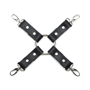 4-Way Latigo Leather BDSM Hogtie Restraint Set - Bondage Cuffs and Toys for Masterful Play | Madison Collection