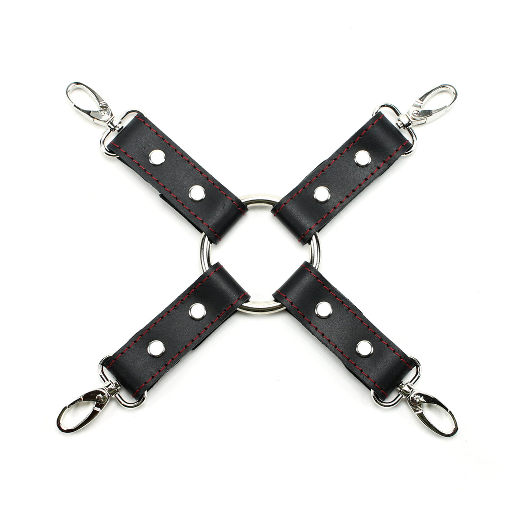 4-Way Latigo Leather BDSM Hogtie Restraint Set - Bondage Cuffs and Toys for Masterful Play | Madison Collection