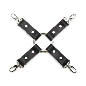 4-Way Latigo Leather BDSM Hogtie Restraint Set - Bondage Cuffs and Toys for Masterful Play | Madison Collection