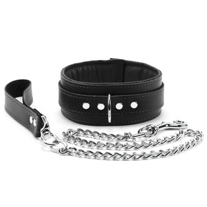 Premium Full Grain Leather BDSM Collar and Leash - Soft Padded Restraint Set | Madison Collection