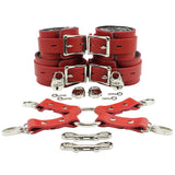 Bondage Fur Wrist & Ankle Cuffs Set with Hogtie - Sturdy Leather BDSM Restraints | Atlas Collection