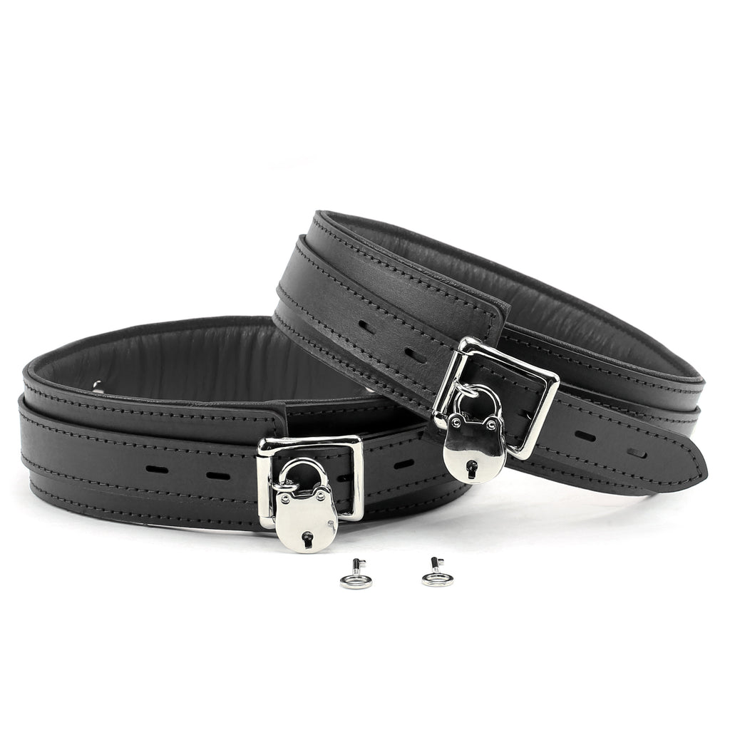 Lambskin Leather Thigh Cuffs - Handmade BDSM Restraints for Enhanced Bondage Play | Madison Collection