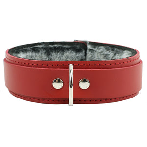 Luxury Chinchilla Fur Leather Bondage Collar 1.5" | Atlas Collection
