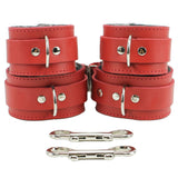 Bondage Fur Wrist & Ankle Cuffs Set with Hogtie - Sturdy Leather BDSM Restraints | Atlas Collection
