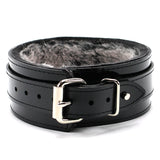 Vegan Leather BDSM Collar with 2" Chinchilla Faux Fur Lining | Ramos Collection