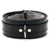 Vegan Faux Leather Lockable Fur Lined BDSM Collar 2 Inch | Ramos Collection