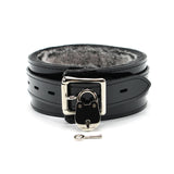 Vegan Leather BDSM Collar with 2" Chinchilla Faux Fur Lining | Ramos Collection
