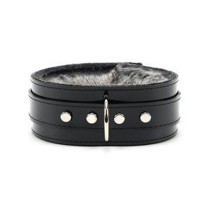 Vegan Leather BDSM Collar with 2" Chinchilla Faux Fur Lining | Ramos Collection
