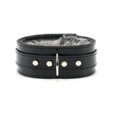 Vegan Leather BDSM Collar with 2" Chinchilla Faux Fur Lining | Ramos Collection