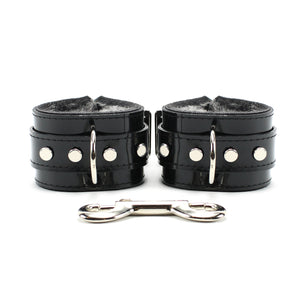 Vegan Leather BDSM Locking Wrist and Ankle Cuffs with Fur Lining | Ramos Collection