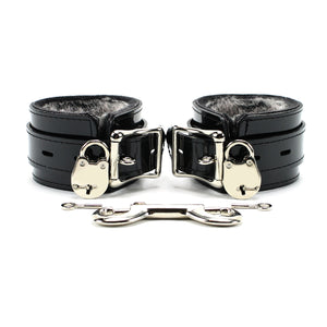Vegan Leather BDSM Locking Wrist and Ankle Cuffs with Fur Lining | Ramos Collection