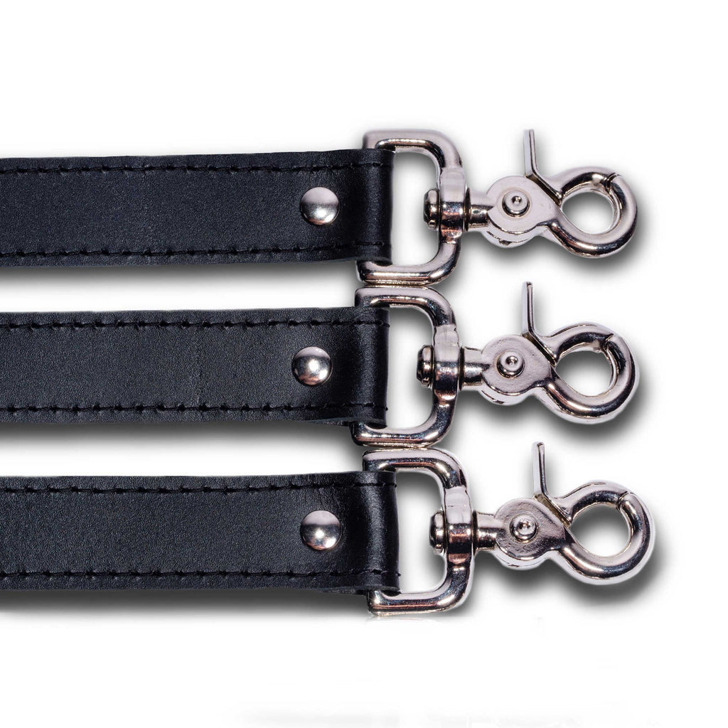 3-Piece Leather Bed restraint Strap Tethers with Swivel Hooks